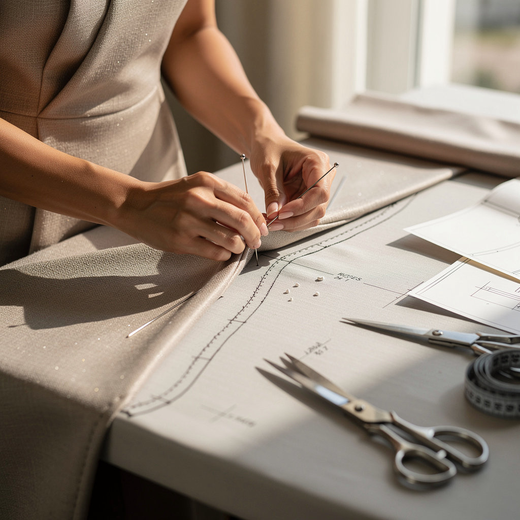 Leticia Lovera's Fashion Line designer creating custom clothing with personalized attention to detail